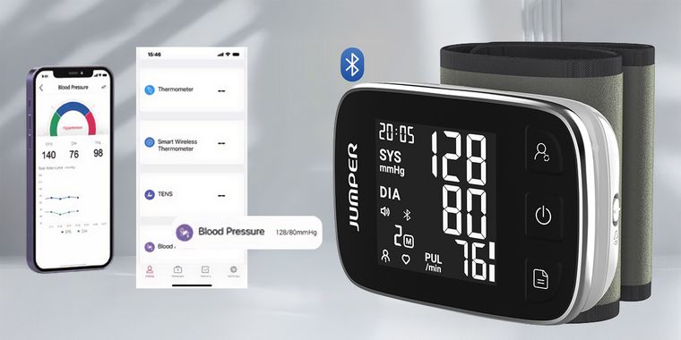 Jumper, HWA21, medyczny ciśnieniomierz nadgarstkowy z aplikacją, biały