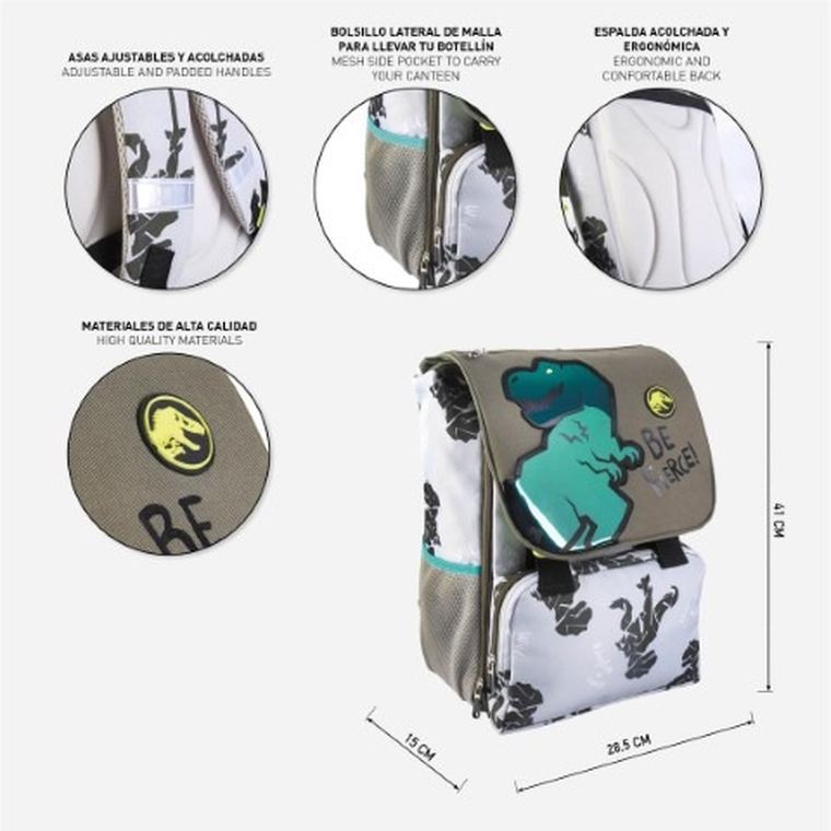 Jurassic Park, plecak szkolny, duży, brązowy