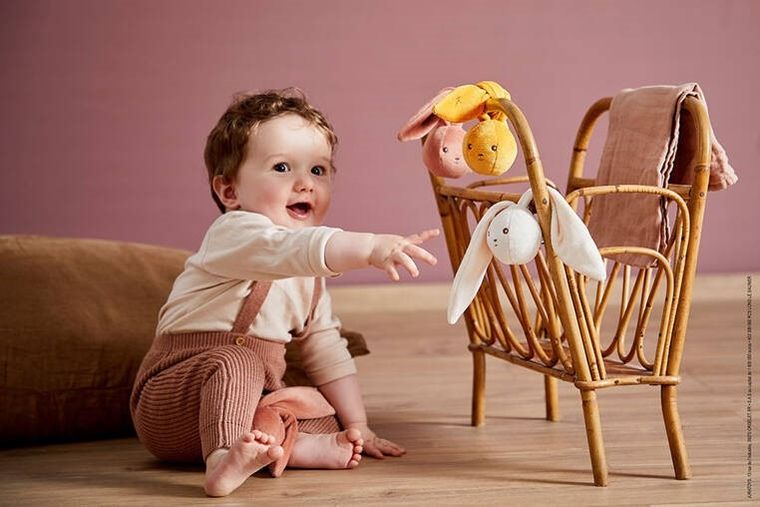 Kaloo, Lapinoo, Królik, miękka piłeczka-grzechotka, kremowa, 6 cm