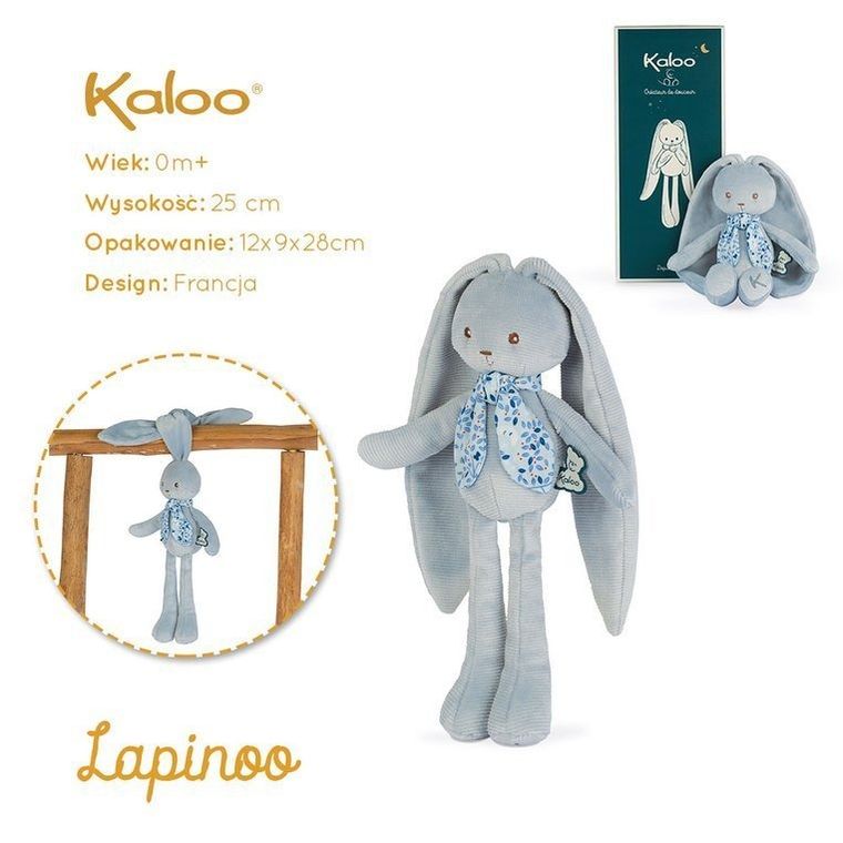 Kaloo, Lapinoo, Królik, przytulanka w pudełku, niebieski, 25 cm