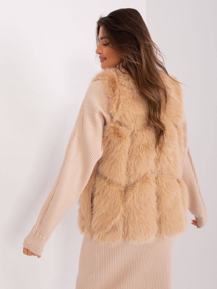 Kamizelka damska, beżowa, Italy Moda