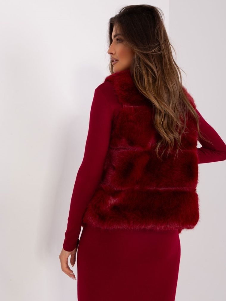 Kamizelka damska, bordowa, Italy Moda