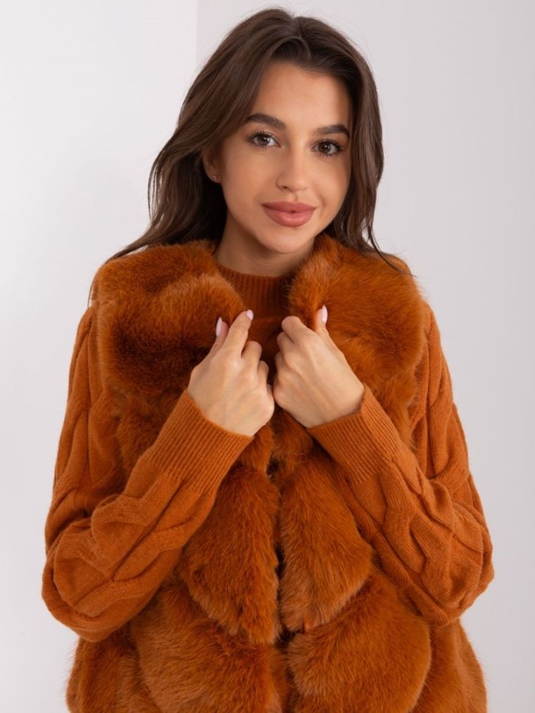 Kamizelka damska, brązowa, Italy Moda