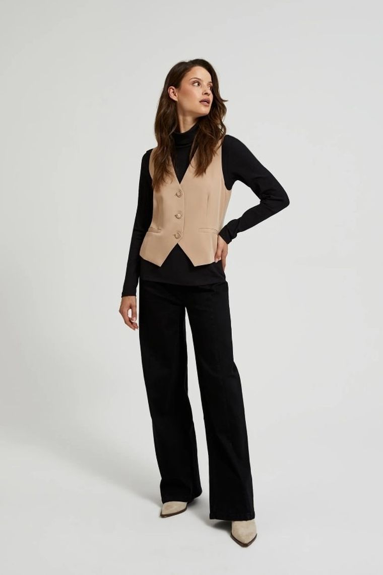 Kamizelka damska, brązowa, Moodo