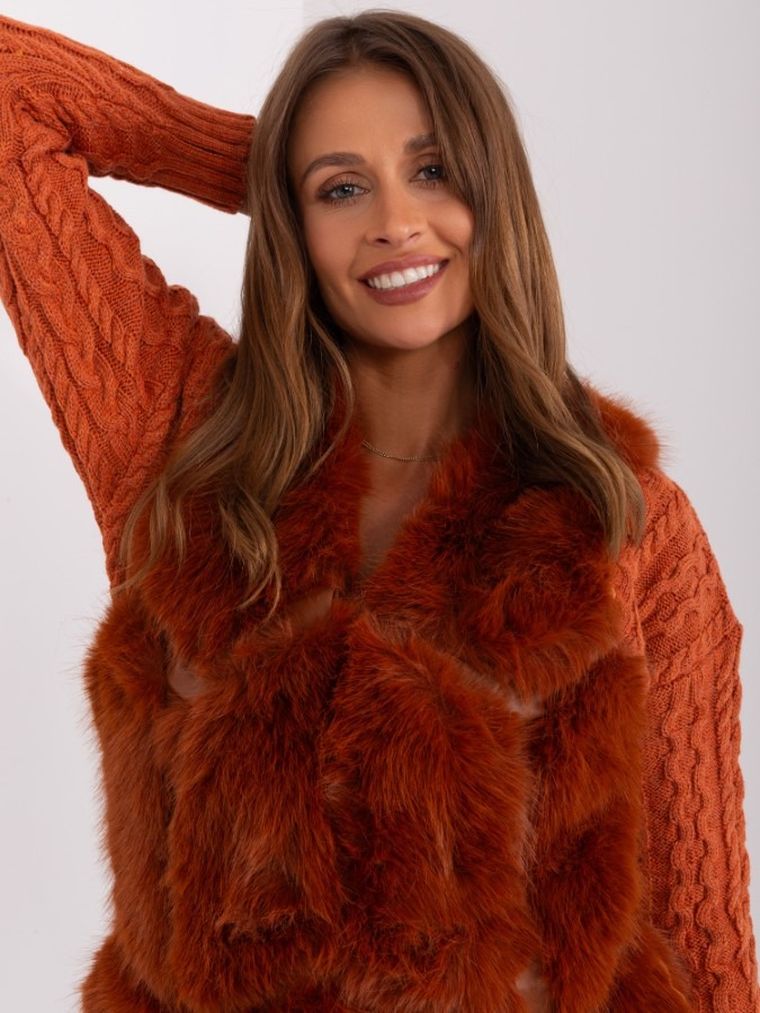 Kamizelka damska, ceglana, Italy Moda