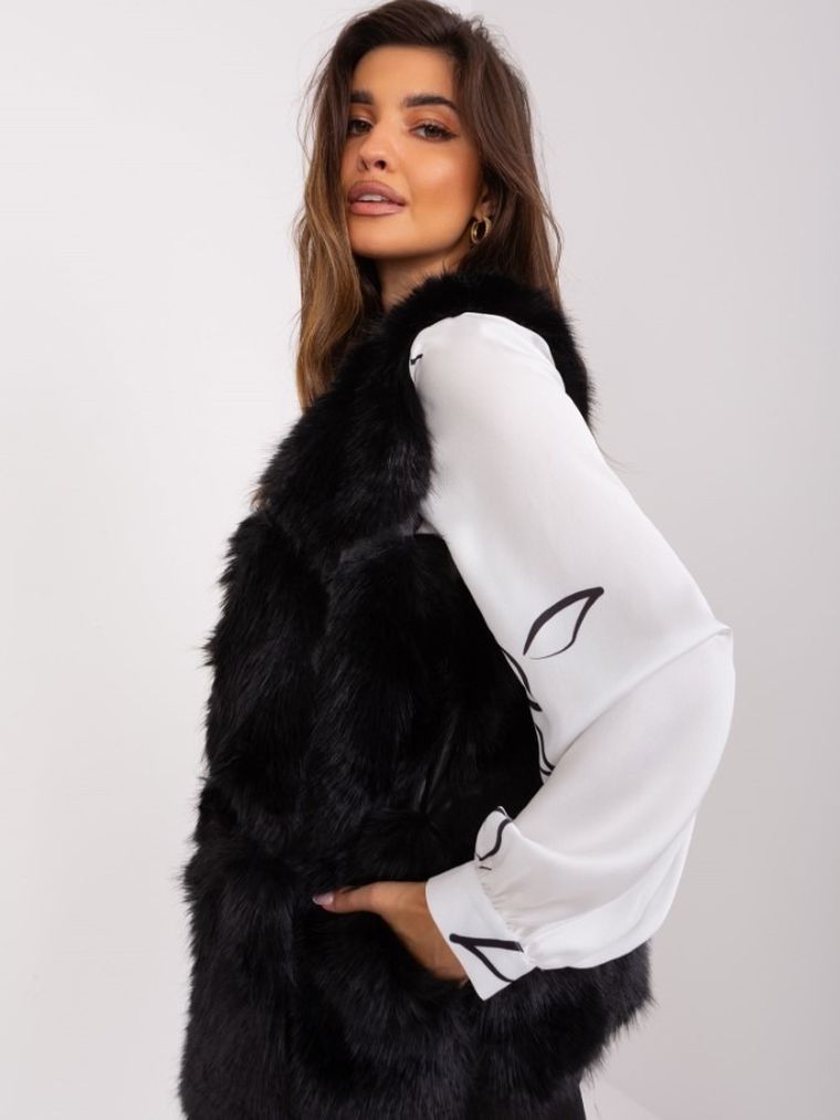 Kamizelka damska, czarna, Italy Moda