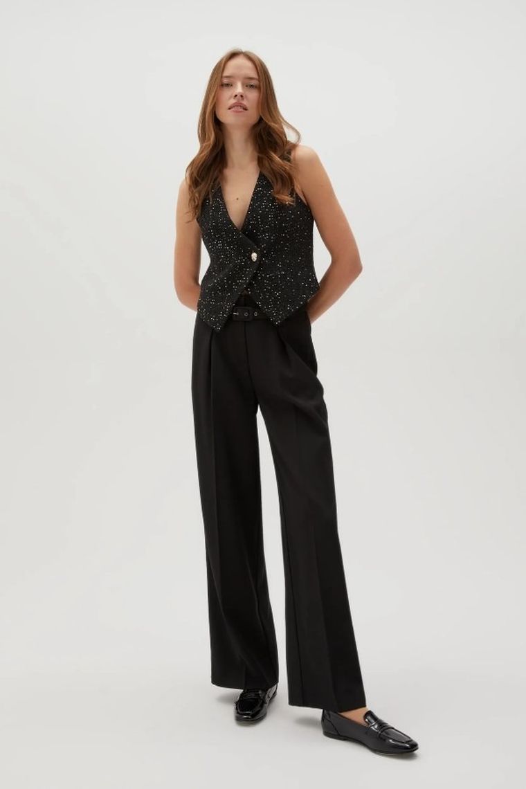 Kamizelka damska, czarna, Moodo