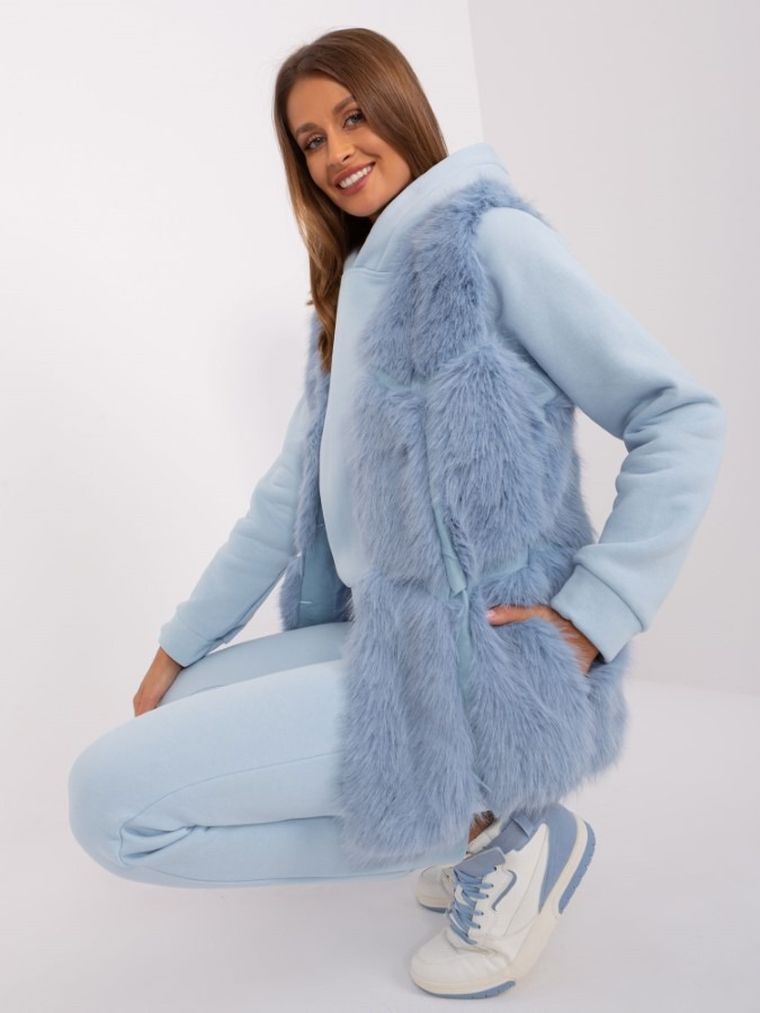 Kamizelka damska, niebieska, Italy Moda