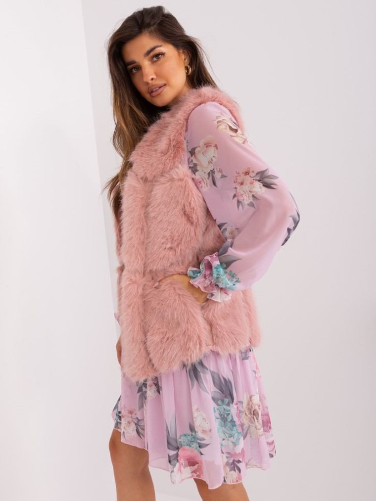 Kamizelka damska, różowa, Italy Moda