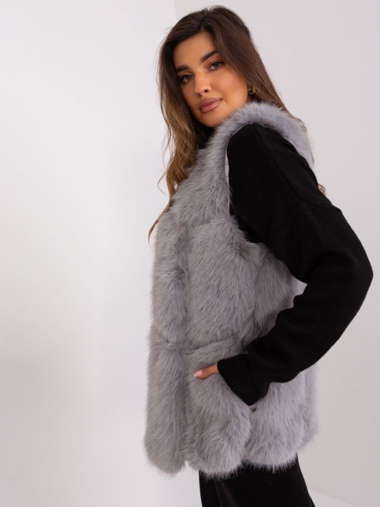 Kamizelka damska, szara, Italy Moda