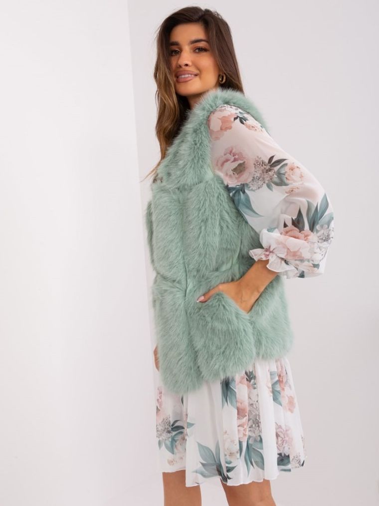 Kamizelka damska, zielona, Italy Moda