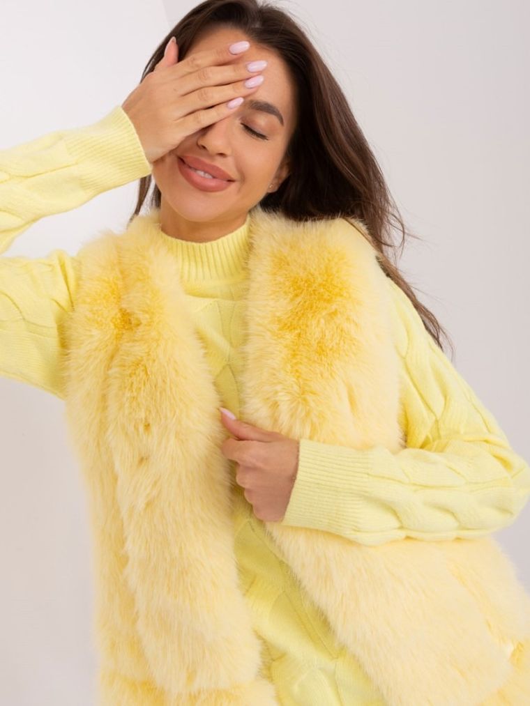 Kamizelka damska, żółta, Italy Moda