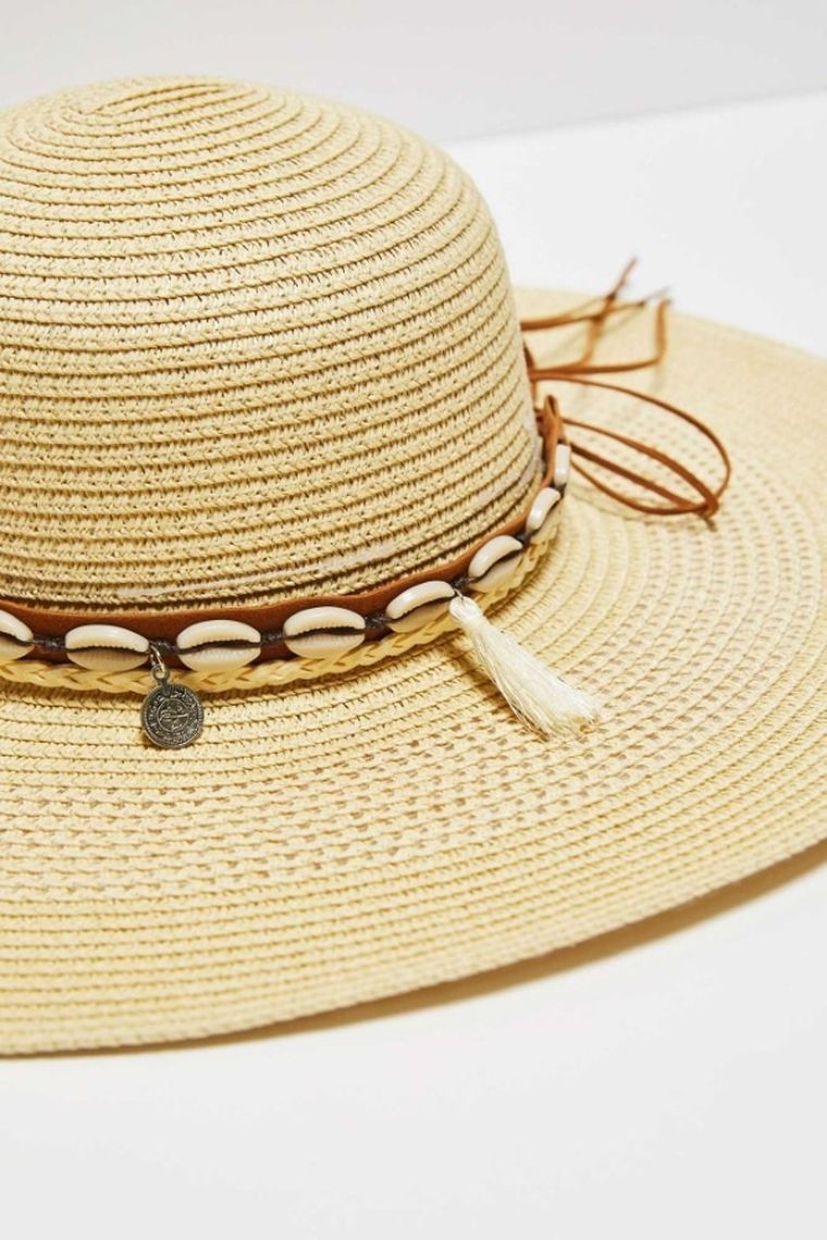 Kapelusz damski, słomiany, beżowy, Moodo