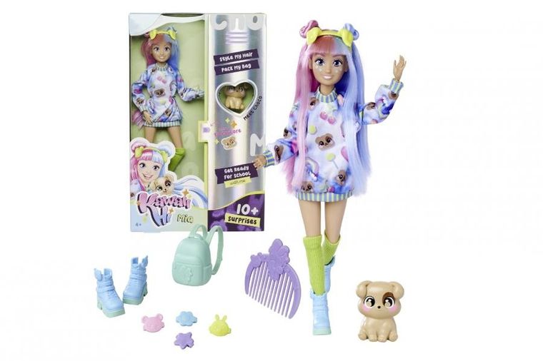 Kawaii Hi, Mia i Choco, lalka z figurką pieska, zestaw z akcesoriami