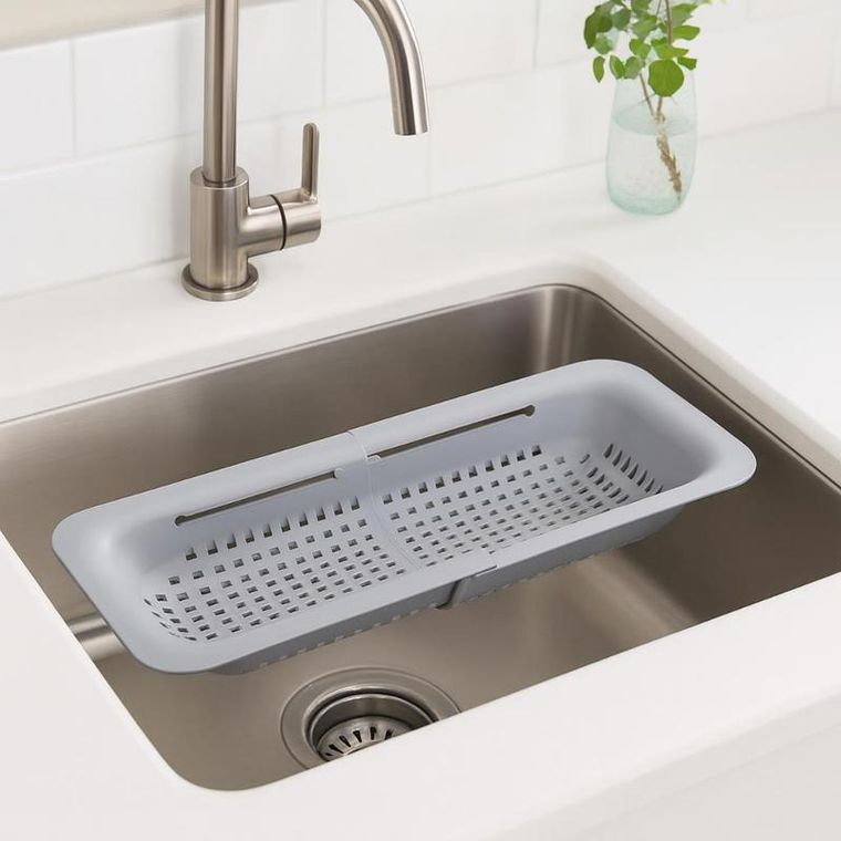 Kesper, sitko kuchenne do zlewu, plastikowe, szare, 36,2-20,2-6,5 cm