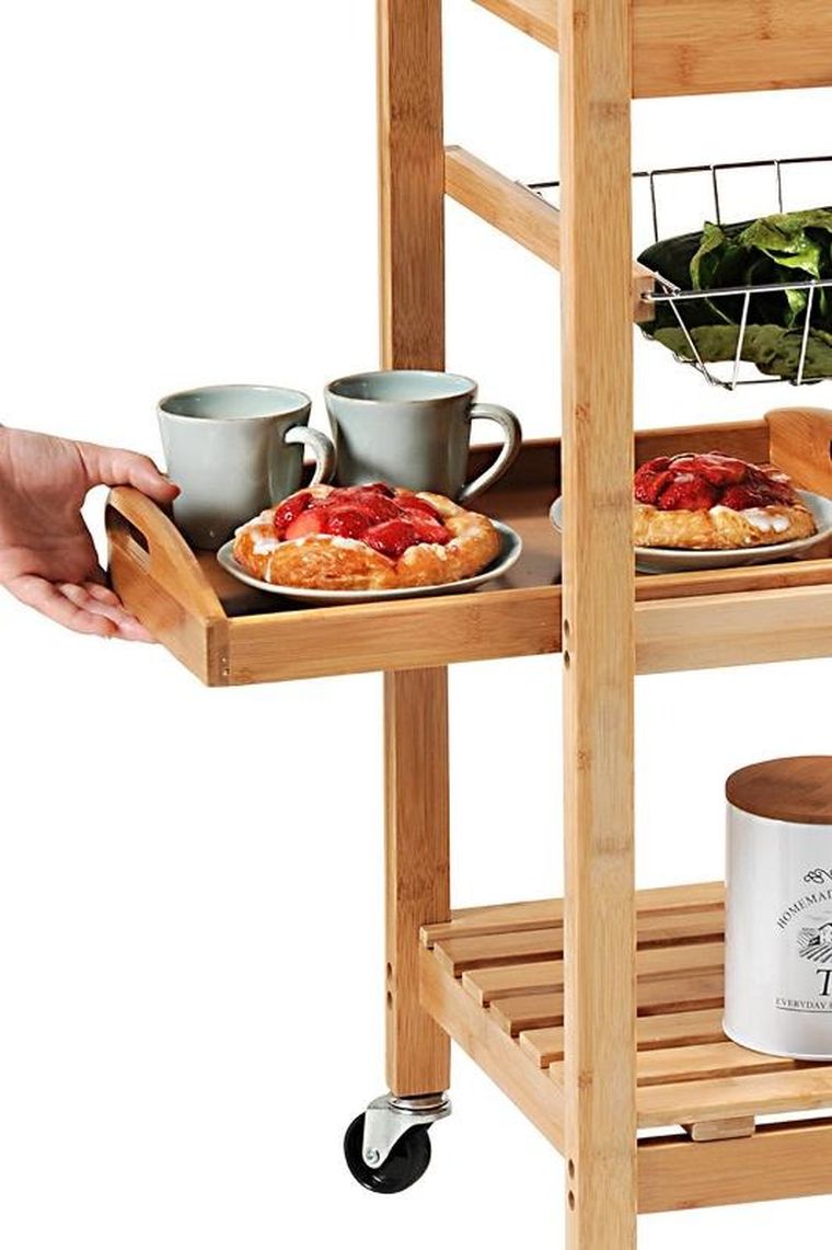 Kesper, wózek kuchenny z wyjmowaną tacą i koszem na warzywa, bambus