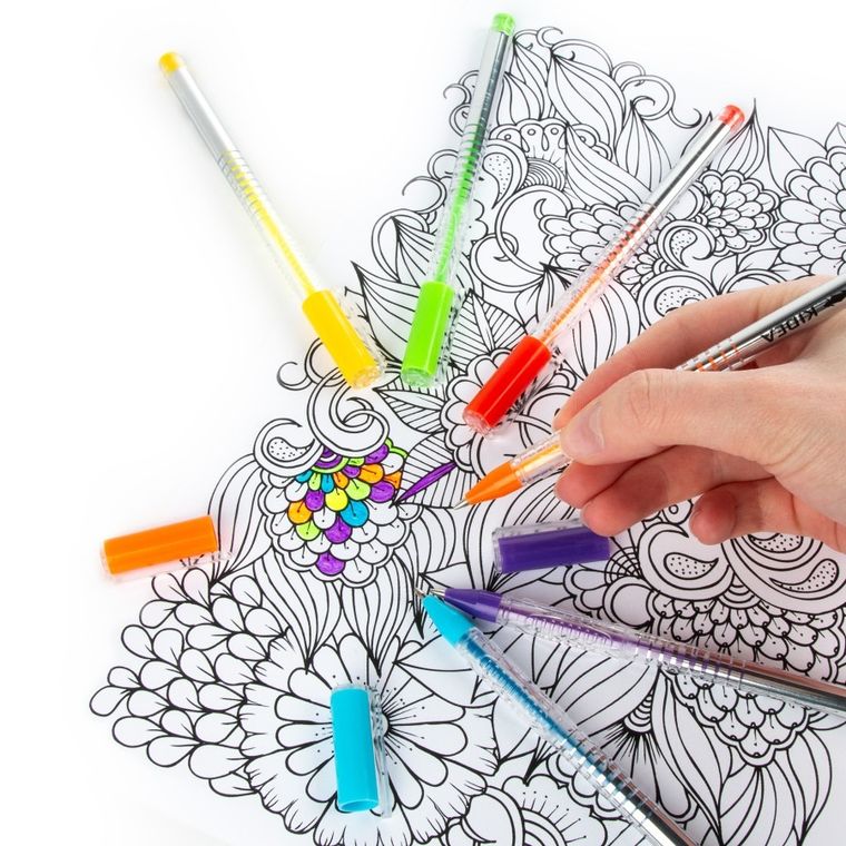 Kidea, długopisy żelowe, fluo, 12 kolorów