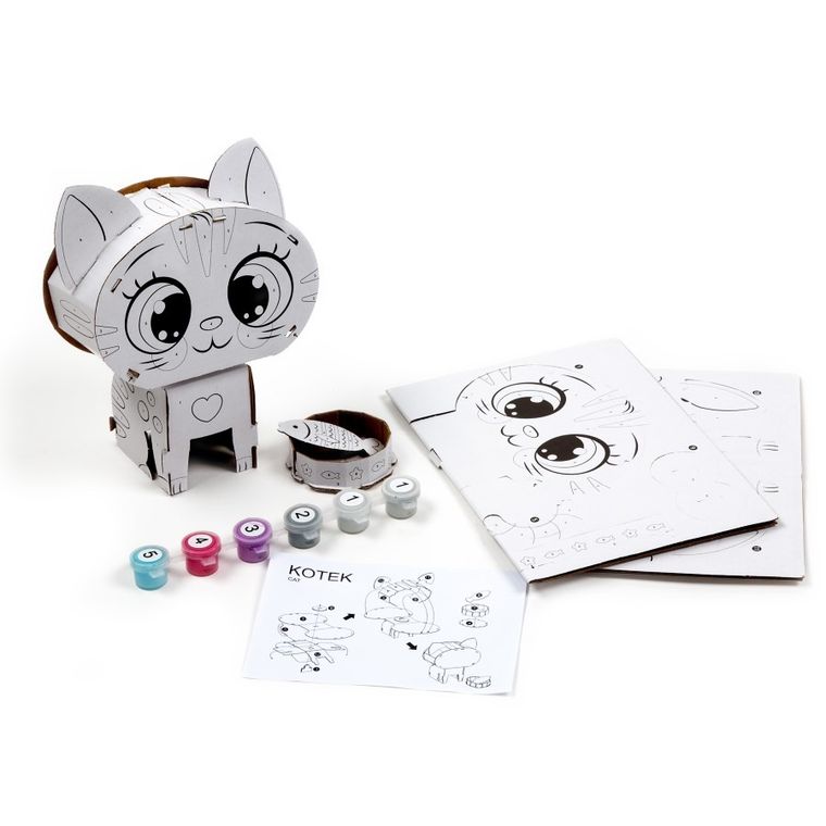 Kidea, figurka 3D, malowanie po numerach, kotek