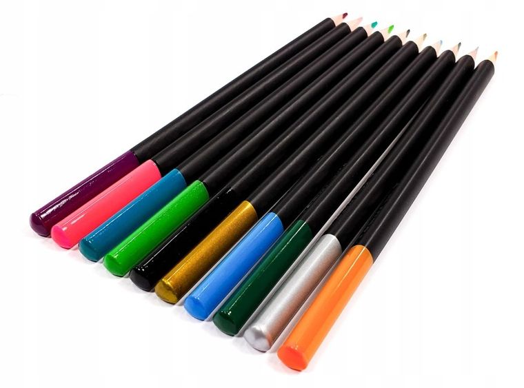 Kidea, kredki ołówkowe trójkątne w metalowym pudełku, 24 kolory