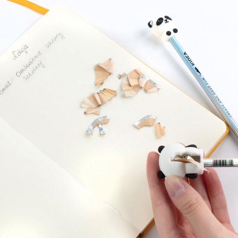 Kidea, ołówki HB z temperówką i figurką, panda, 2 szt.