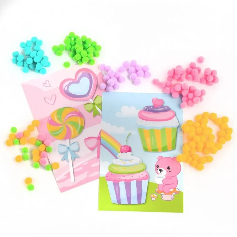 Kidea, pomponiaste wyklejanki, sweet, zestaw kreatywny