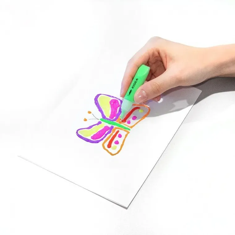 Kidea, Popcorn Żel, magiczna masa w pisakach, flamastry puchate, 6 kolorów