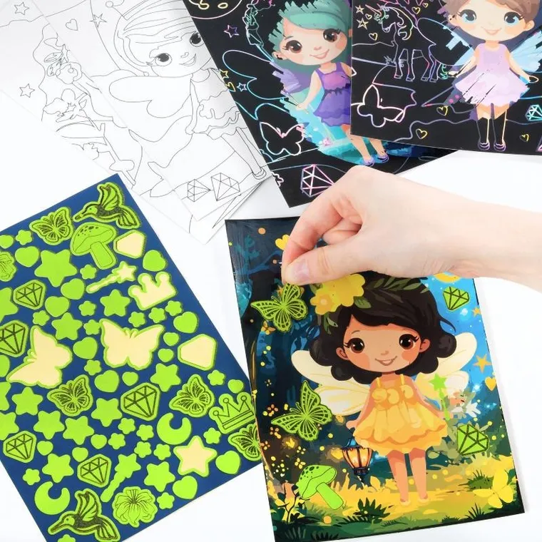 Kidea, wydrapywanka z kolorowanką, 2w1, świecąca w ciemności, magic