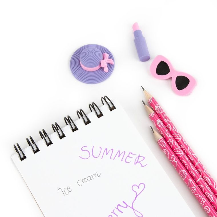 Kidea, zapachowe ołówki + gumki do ścierania, malinowy sernik