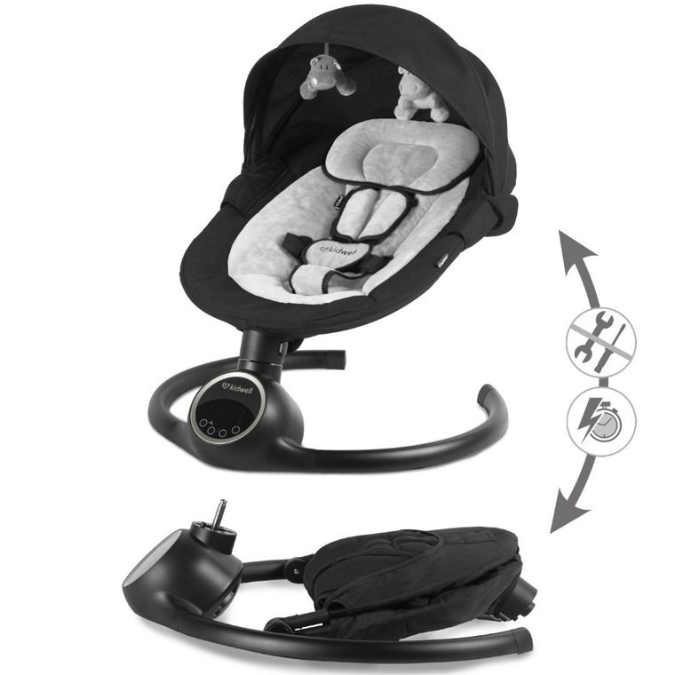Kidwell, Reve, bujaczek, leżaczek elektryczny, 2w1, czarno-srebrny