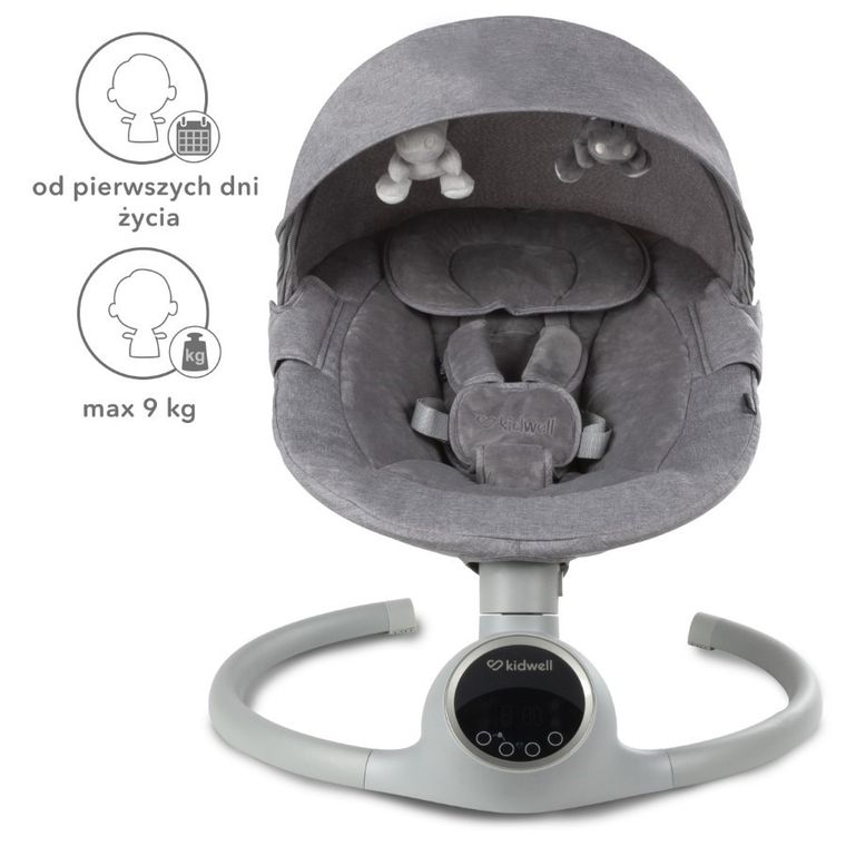 Kidwell, Reve, bujaczek, leżaczek elektryczny, 2w1, szary