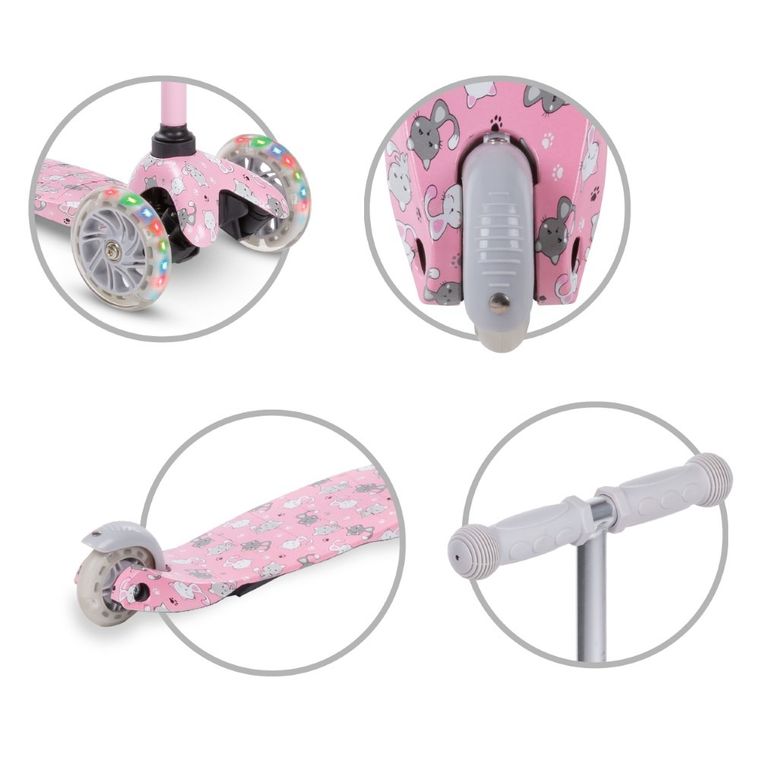 Kidwell, Uno, hulajnoga 3-kołowa LED, balansowa, cats