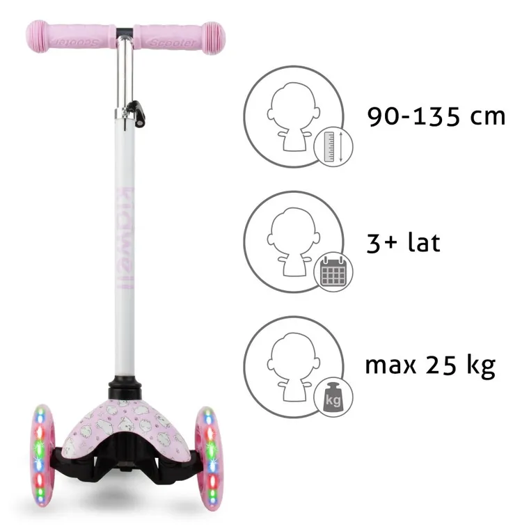 Kidwell, Uno, hulajnoga 3-kołowa LED, balansowa, puppy