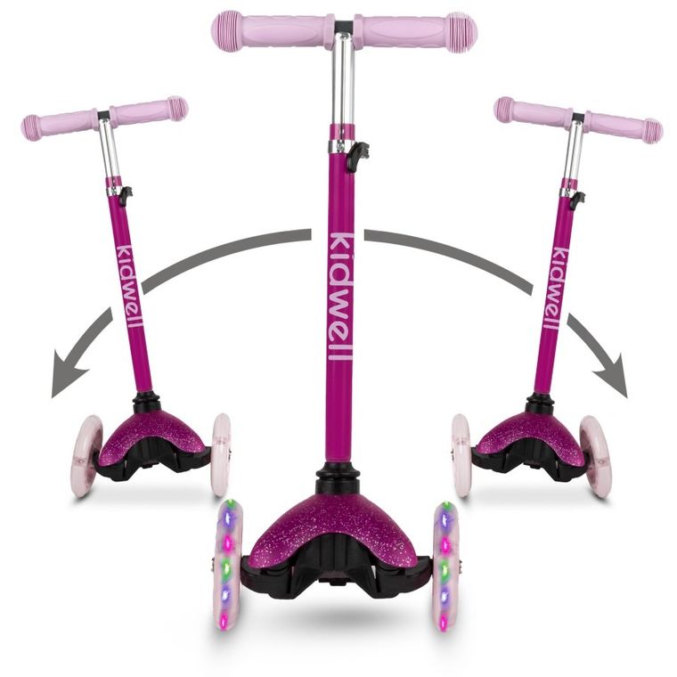 Kidwell, Uno, hulajnoga 3-kołowa LED, balansowa, różowa