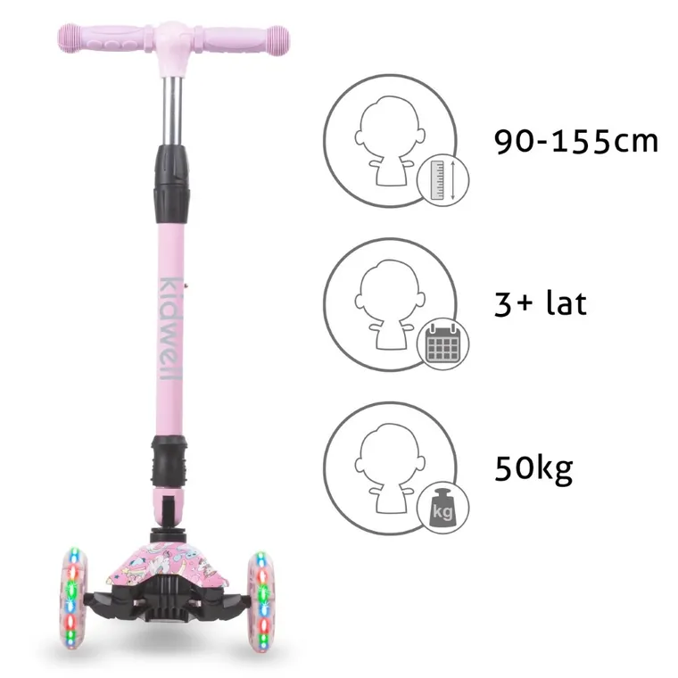 Kidwell, Vento, hulajnoga 3-kołowa, balansowa, różowa