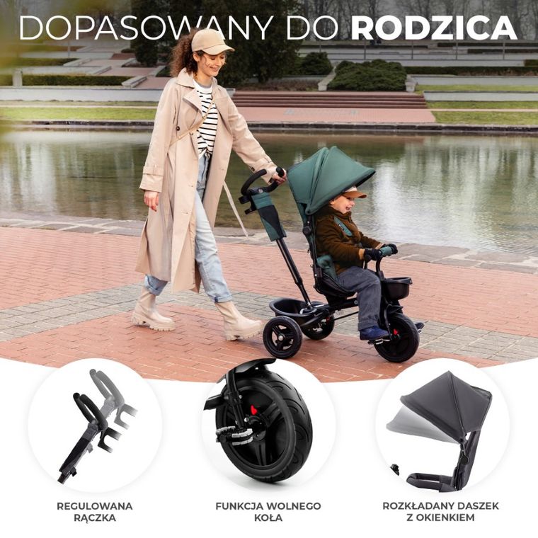 Kinderkraft, Aveo, rowerek trójkołowy, Malachite Grey