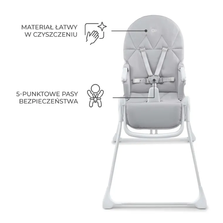 Kinderkraft, Binci, krzesełko do karmienia, light grey