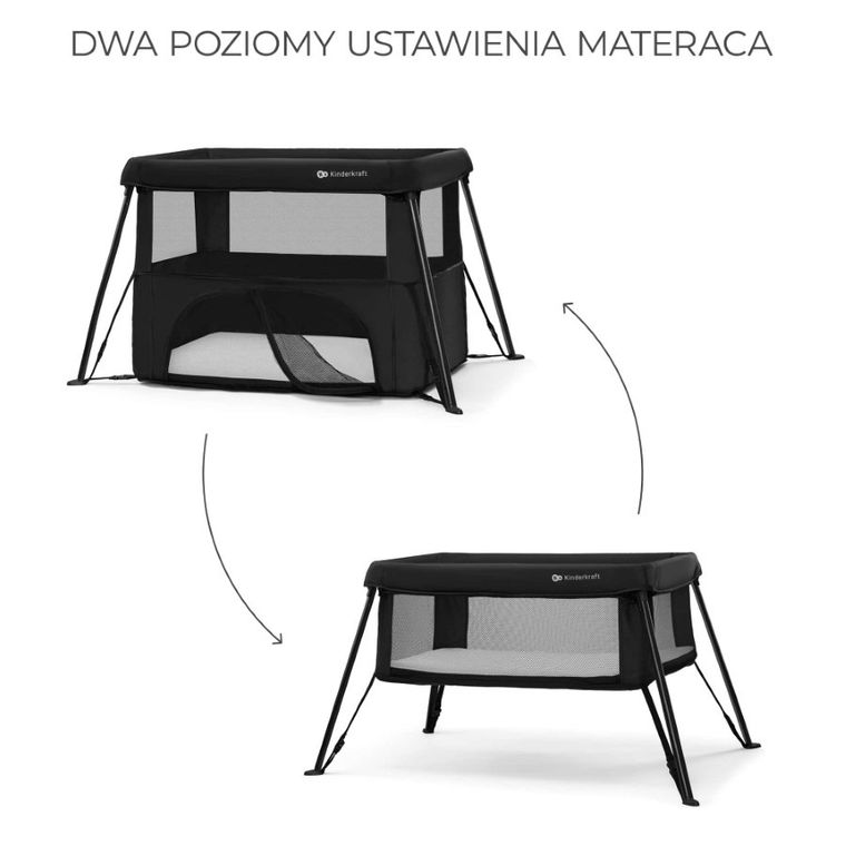 Kinderkraft, Cami, łóżeczko turystyczne, Black