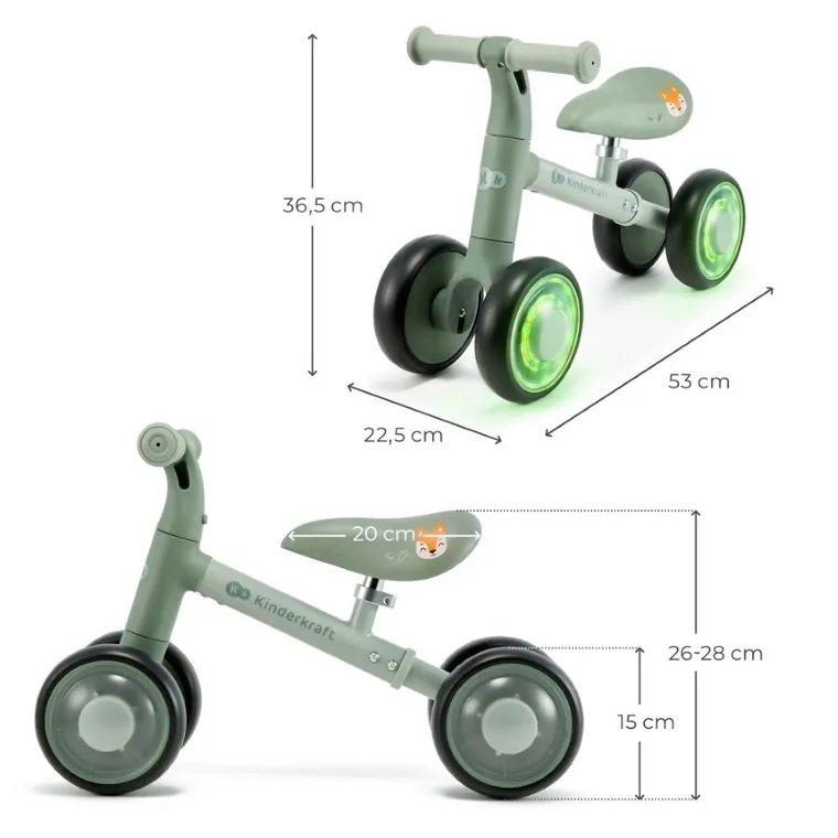 Kinderkraft, Cutie Flash, rowerek biegowy, Green