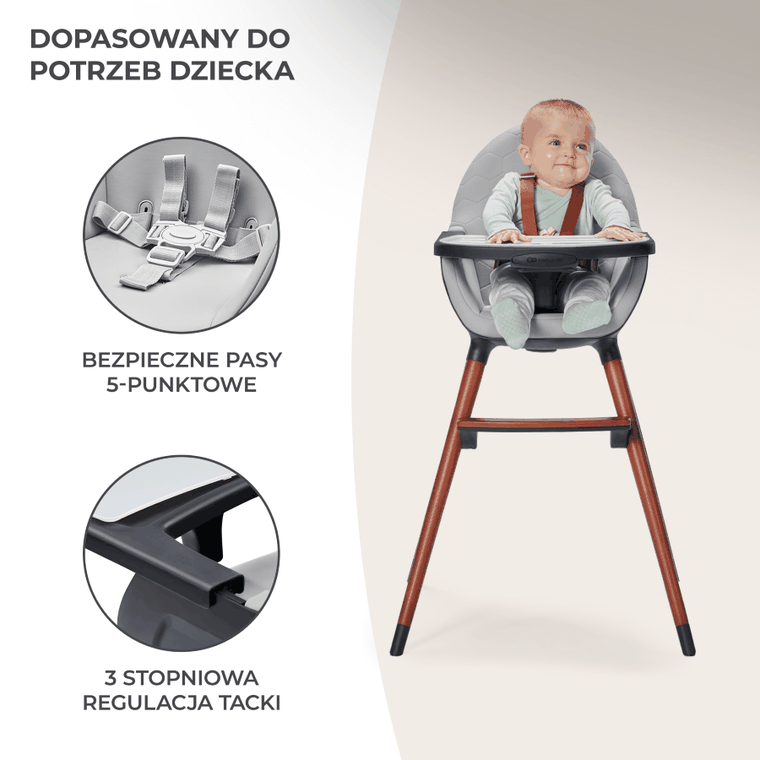 Kinderkraft, Fini, krzesełko do karmienia, 2w1, czarne