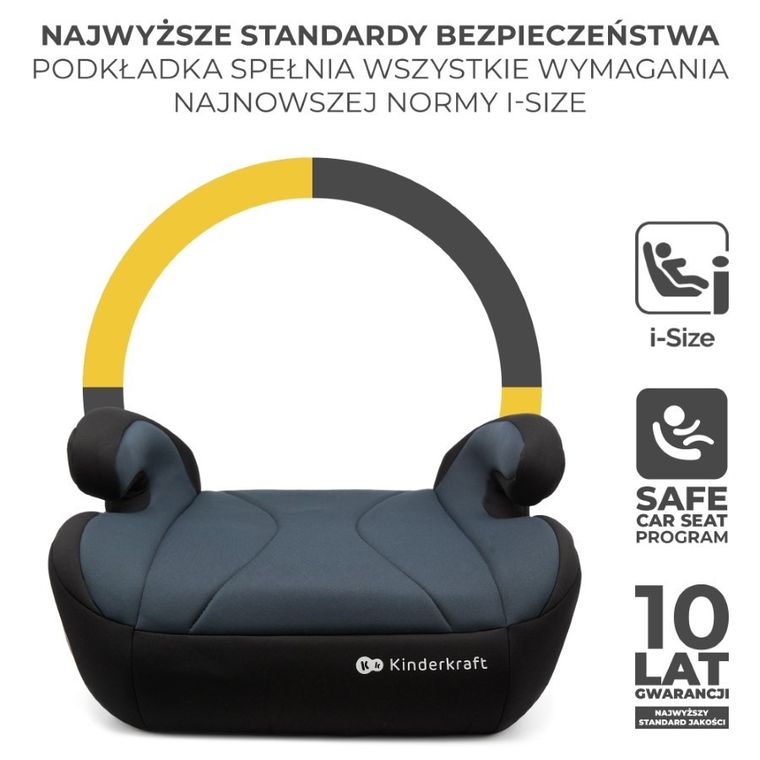Kinderkraft, I-Boost, podstawka samochodowa, Black, 135-150 cm