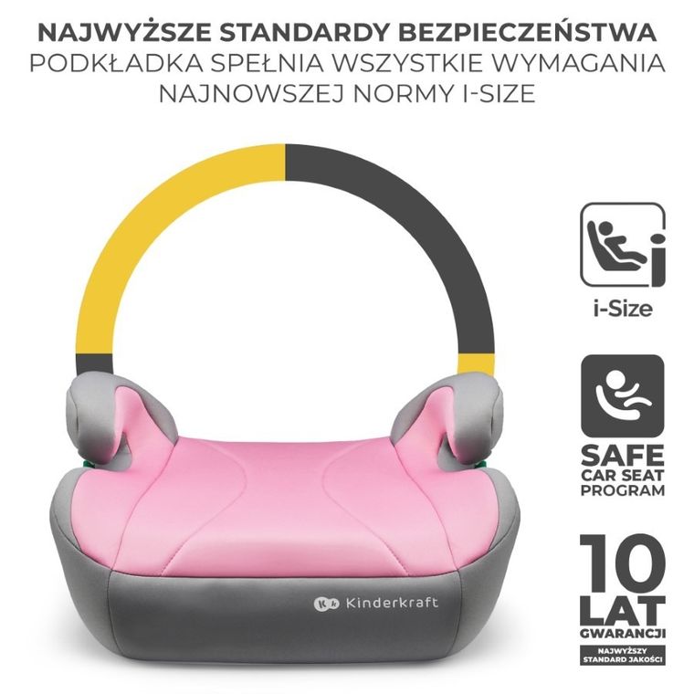 Kinderkraft, I-Boost, podstawka samochodowa, Pink, 135-150 cm