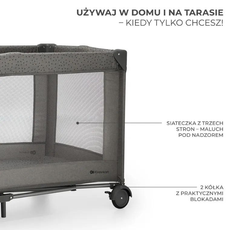 Kinderkraft, Joy 2, łóżeczko turystyczne z akcesoriami, Dark Grey