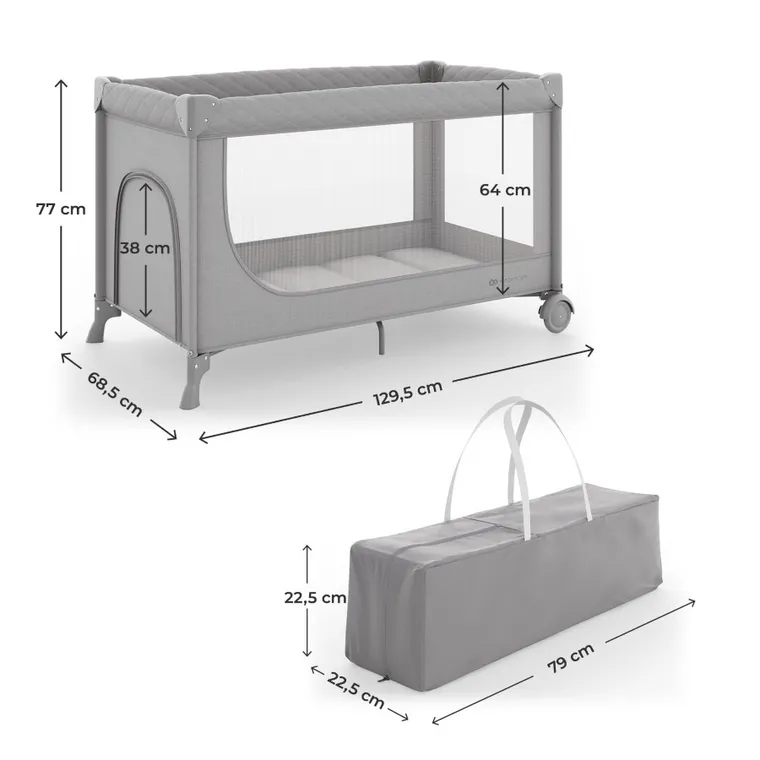 Kinderkraft, Leody Up, łóżeczko turystyczne, grey