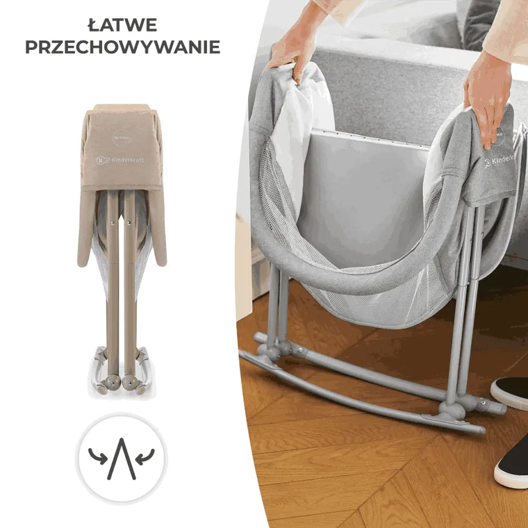 Kinderkraft, Lovi, leżaczek-kołyska 3w1, beżowa