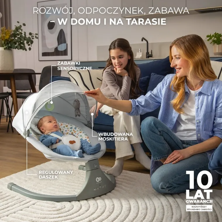 Kinderkraft, Lumi 2, leżaczek bujaczek, Dark Grey