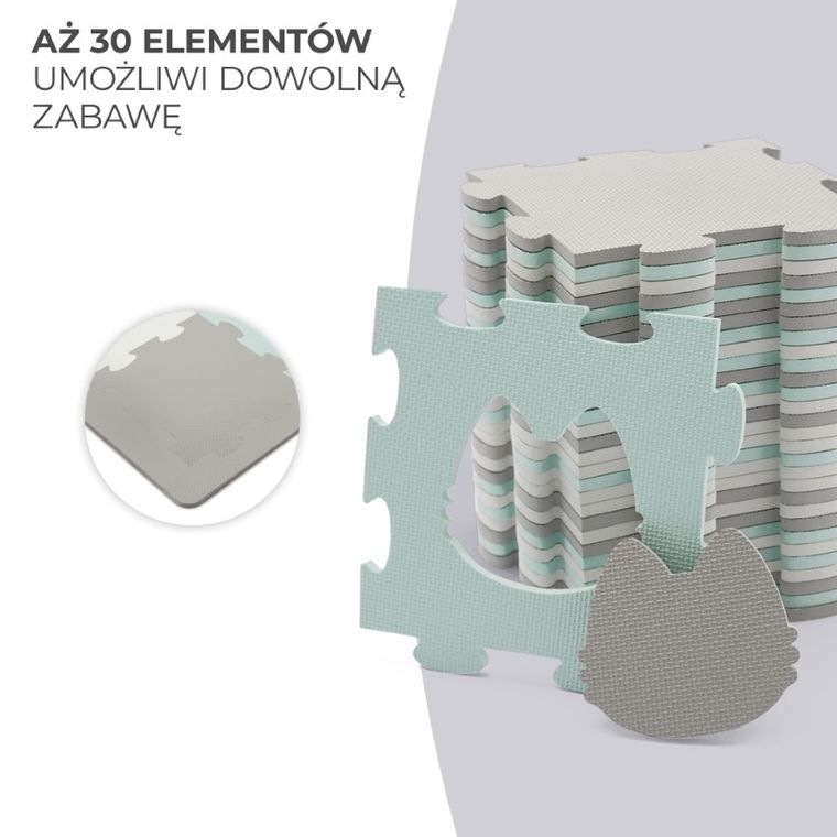 Kinderkraft, Luno, mata piankowa, puzzle, mint