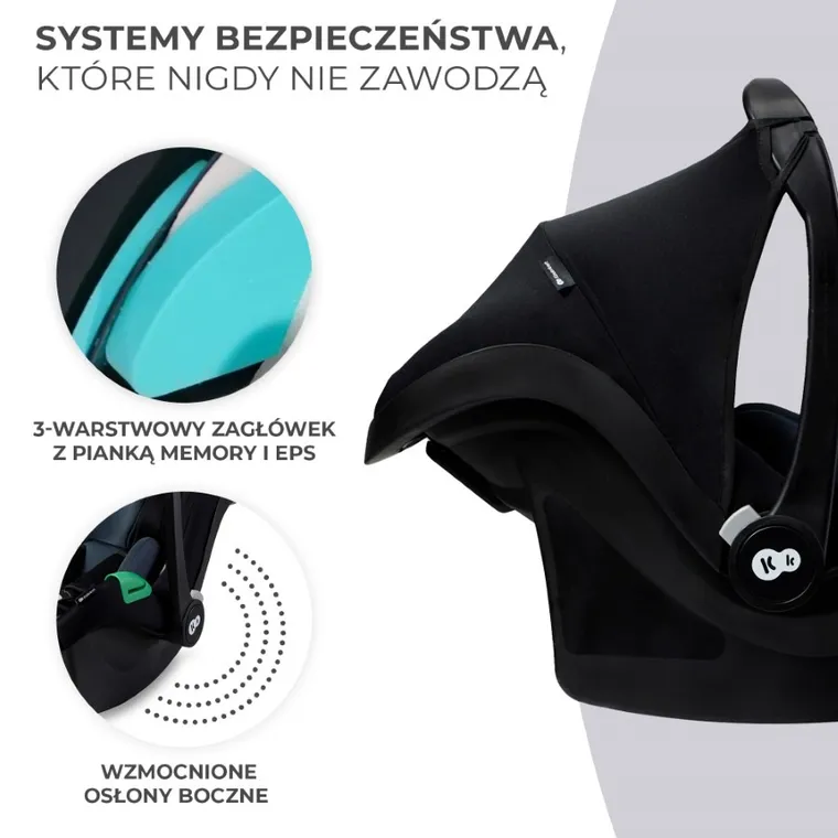 Kinderkraft, Mink Pro, fotelik samochodowy + baza Mink FX, Black, 40-75 cm