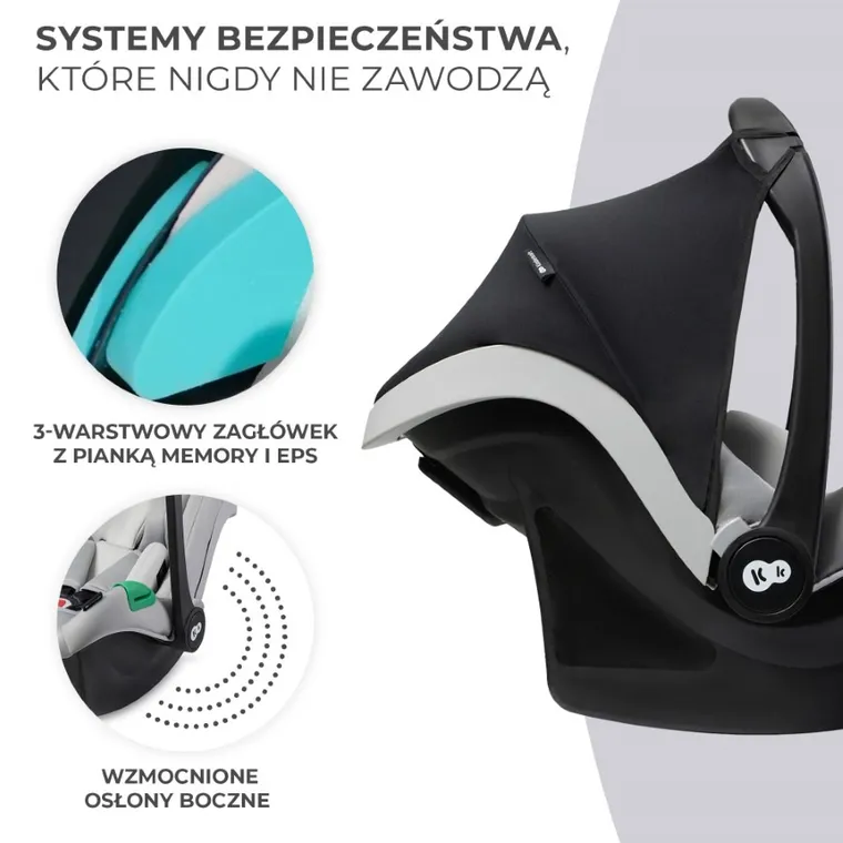 Kinderkraft, Mink Pro, fotelik samochodowy + baza Mink FX, grey, 40-75 cm
