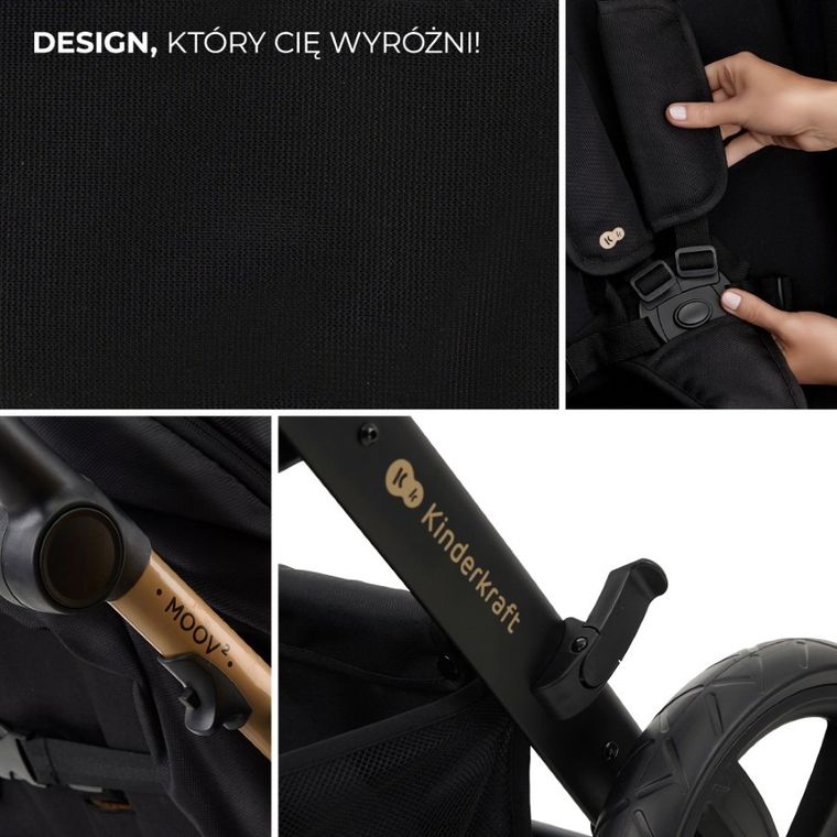 Kinderkraft, Moov 2, wózek wielofunkcyjny, 3w1, Pure Black