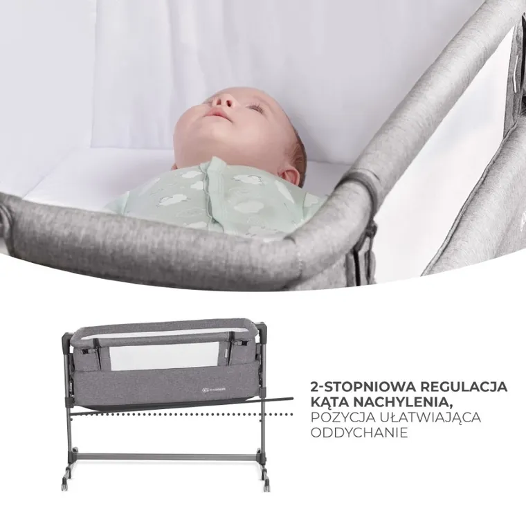 Kinderkraft, Neste Up, łóżeczko dostawne, Grey Melange